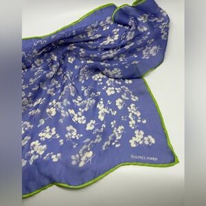 Polo Ralph Lauren Vintage silk scarf - Blue Floral with green border